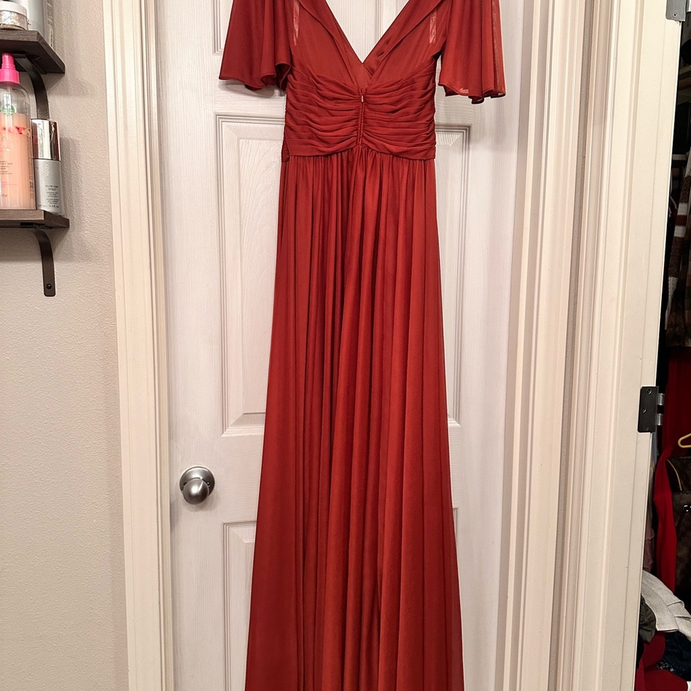 Elegant terracotta bridesmaid Dress